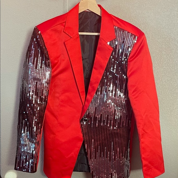 Jackets & Coats Red Black Sparkles Custom Suit Jacket Poshmark